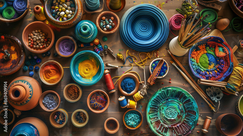 Colorful ceramics and crafts