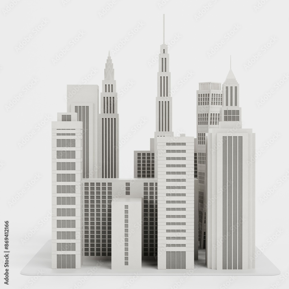 Fototapeta premium Realistic 3D Render of Paper City Model