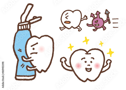 かわいい歯のキャラや歯磨きのイラスト