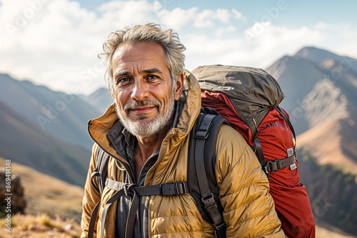 portrait of a happy and healthy senior tourist