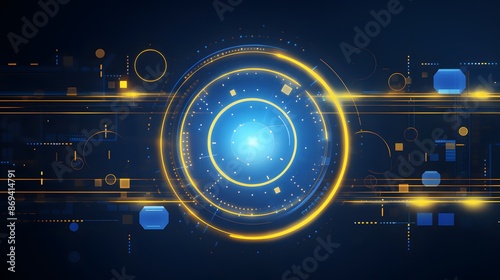  yellow and blue Abstract technology background circles digital hi-tech technology design background. concept innovation. vector illustration