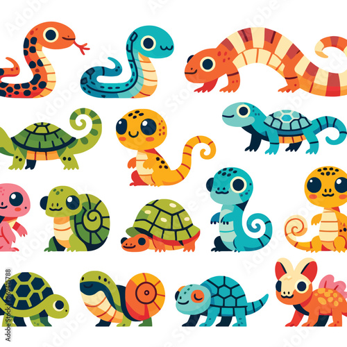 reptiles animal cartoon collection set
