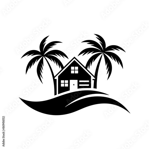 Beachfront paradise vector logo