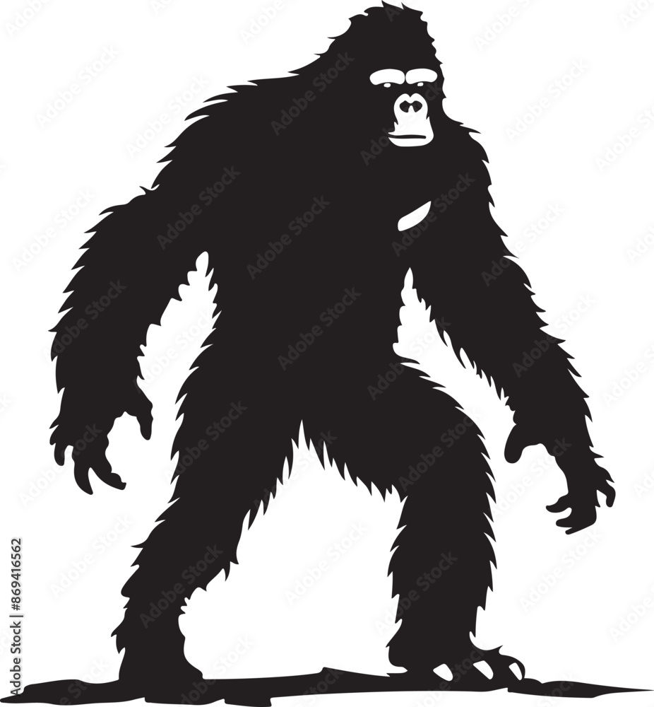 Bigfoot sasquatch mythical creature ancient silhouette on transparent background Bigfoot sasquatch mythical creature ancient silhouette on transparent background
