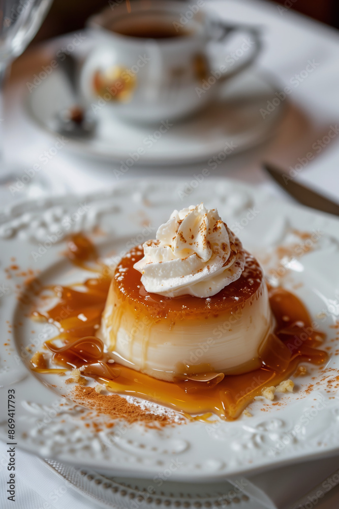 Indulgent Creamy Caramel Pudding in a Delicate Glass Dish Indulgent Creamy Caramel Pudding in a Delicate Glass Dish