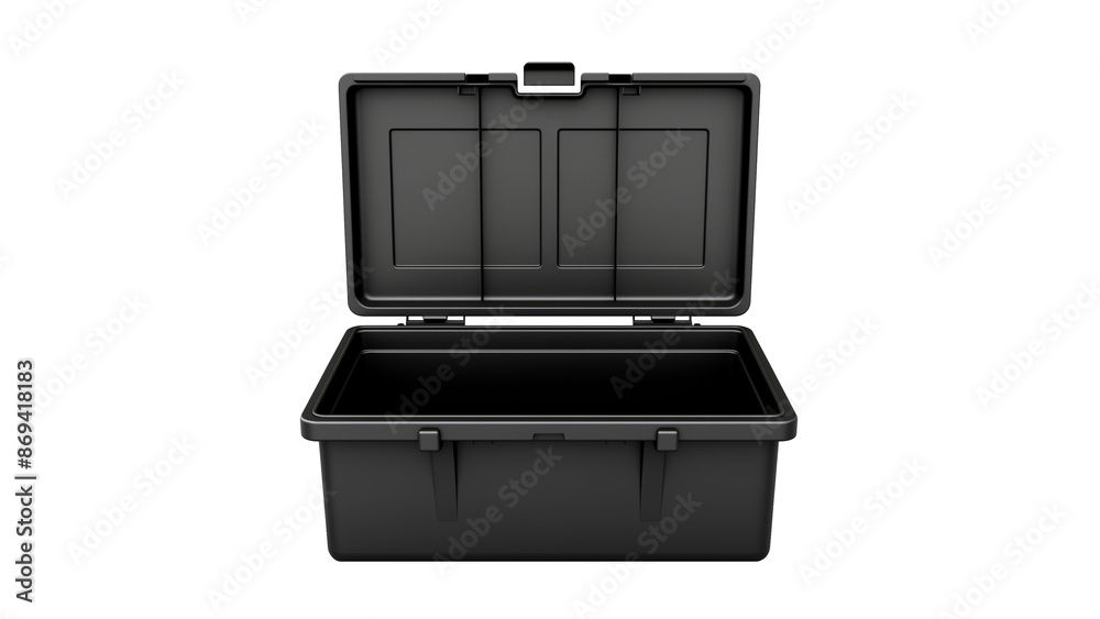Black open box cutout. Tool box on transparent background Black open box cutout. Tool box on transparent background