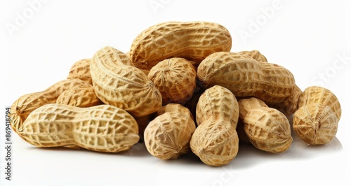 A Pile of Shelled Peanuts on a White Background