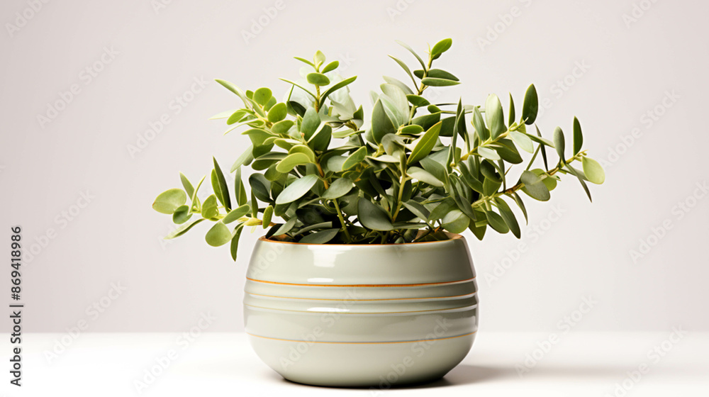 Eucalyptus plant on a pot on white background Eucalyptus plant on a pot on white background