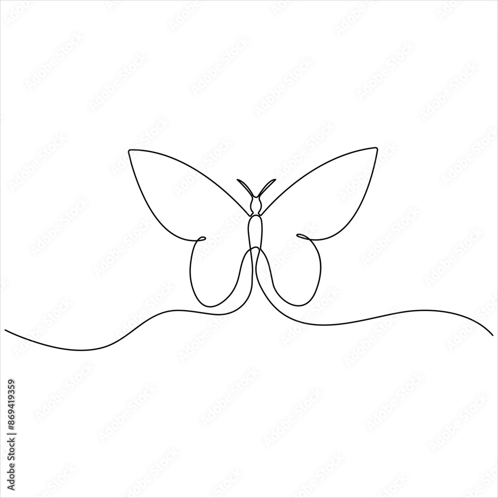 Continuous butterfly single line drawing vector style illustration Continuous butterfly single line drawing vector style illustration