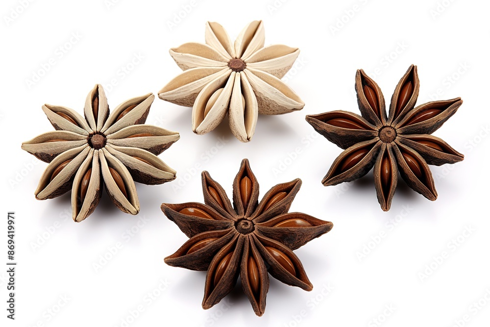 star anise isolated on the white background, top view star anise isolated on the white background, top view