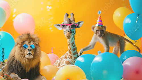 Animals in the zoo wear strange and funny fashion vans.