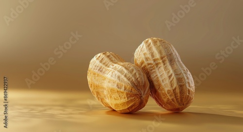Closeup of Peanuts in Shell Illuminated by Sunlight