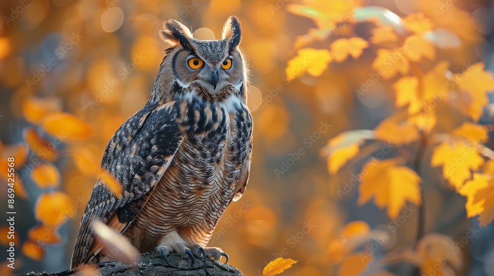 A close-up of an owl perched on a tree branch at dusk, with wide eyes and intricate feather patterns. AI Generative. A close-up of an owl perched on a tree branch at dusk, with wide eyes and intricate feather patterns. AI Generative.
