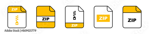 ZIP file icons set. ZIP file format. Document icons. Vector illustration. photo