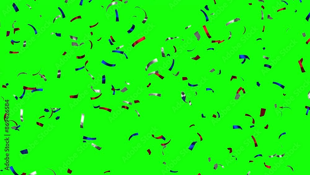 Loop Flying confetti in colors of USA flag on Green Screen. American Independence Day, President Day, Memorial Day. Loop Flying confetti in colors of USA flag on Green Screen. American Independence Day, President Day, Memorial Day.