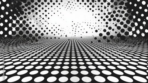 Abstract Black and White Polka Dot Pattern
