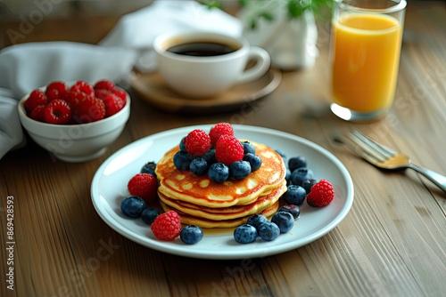 Pancakes with Raspberries a...