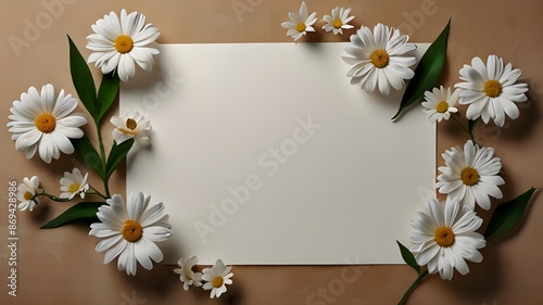 white flowers on paper background Generative AI