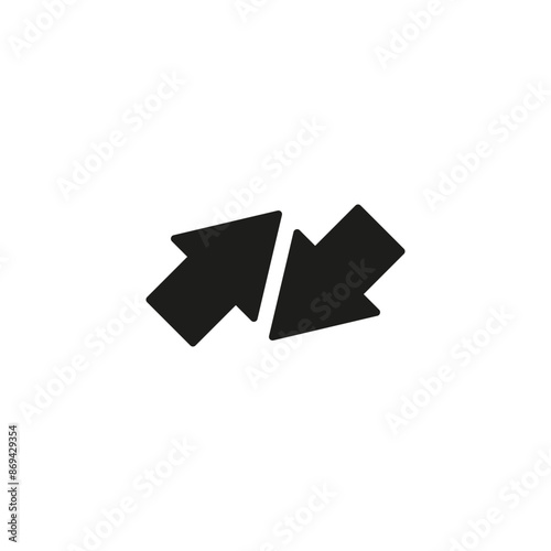 Two short small arrows point in different opposite directions. Vector illustration on white background.