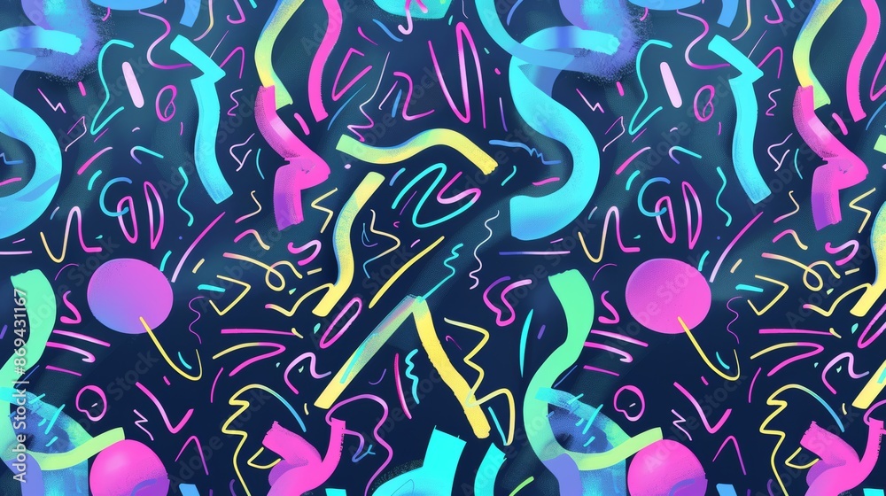 90's squiggles seamless, geometric design with a subtle gradient in the background 90's squiggles seamless, geometric design with a subtle gradient in the background