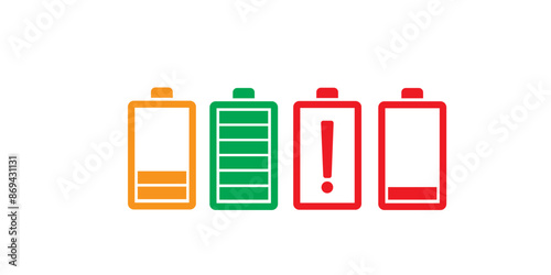 Battery icon set. High quality colorful style vector icons.