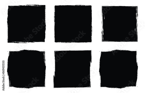 Grunge brush vector textured shapes. Grunge squares.