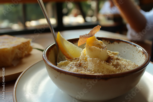 A bowl of creamy Cacio e Pe...