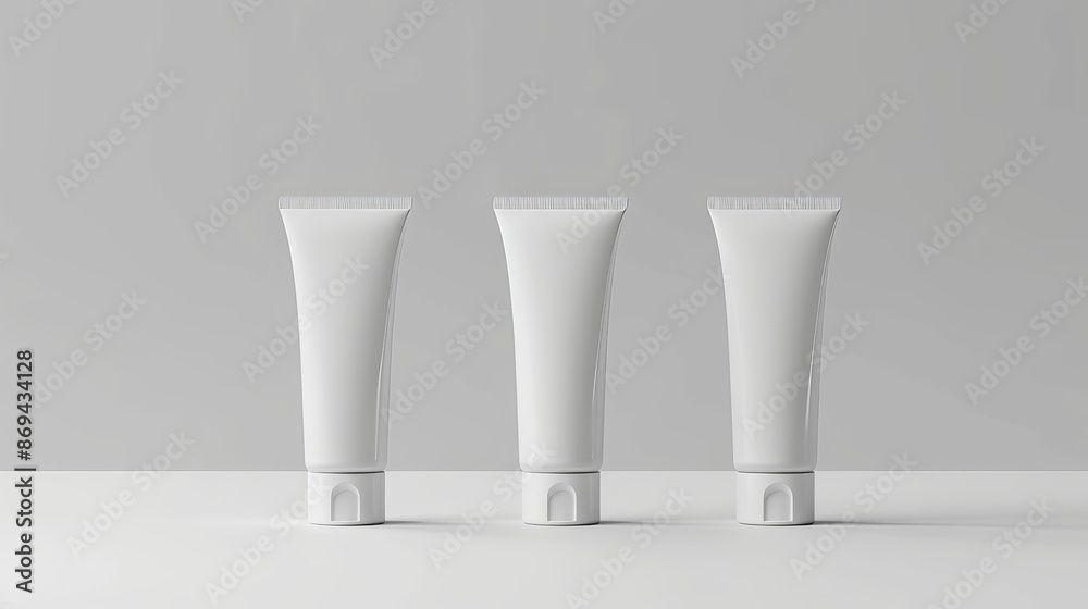 Decorative white cosmetic tube container mockup. Blank white lotion bottle package with cap. Isolated face skincare product packaging mockup set. Decorative white cosmetic tube container mockup. Blank white lotion bottle package with cap. Isolated face skincare product packaging mockup set.