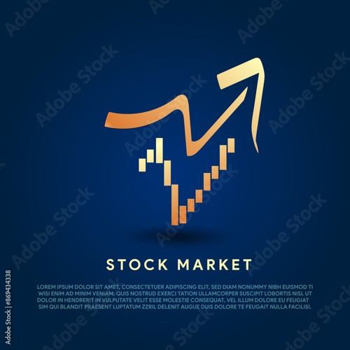 Stock market or stock exchange or financial technology concept banner, poster or web background with golden rupee icon and trading background.