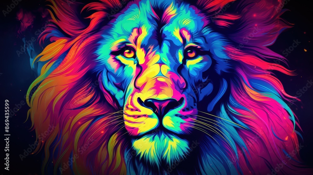 A artistic neon lion wallpaper with vibrant colors A artistic neon lion wallpaper with vibrant colors