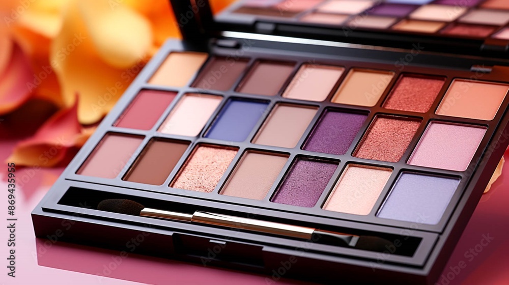 Eyeshadow Palette makeup product isolated on pink Eyeshadow Palette makeup product isolated on pink