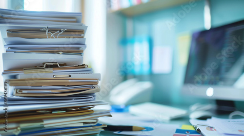 medical records, stack of medical records and stethoscope on the table,health information management Concept, medical records review, technology  © 3M