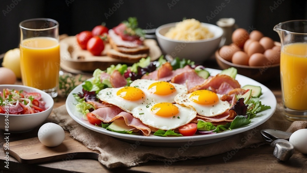 breakfast with eggs and bacon breakfast with eggs and bacon