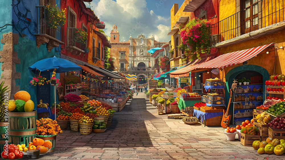 Fototapeta premium Enchanting Garden Path in Marrakech with Lush Greenery and Ornate Arches