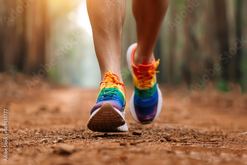 Rainbow Sneakers A Runner's Pride at a LGBTQ+ Walk/Run Event, Celebrating Diversity and Inclusion Through Exercise