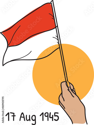 Flat illustration for Indonesia independence day celebration, Indonesia national day graphic resorces vector photo