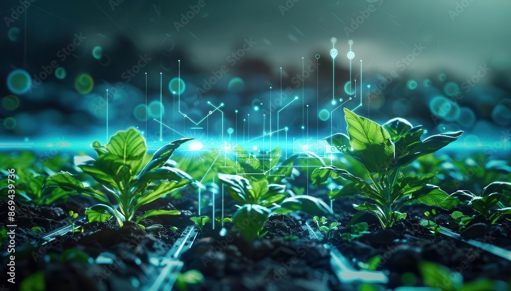 Fototapeta premium An innovative AI art piece showcasing the progress of agricultural innovation