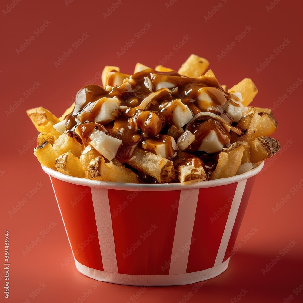 Poutine, Canadian Dish of French Fries, Cheese Curds and Gravy. Poutine, Canadian Dish of French Fries, Cheese Curds and Gravy.