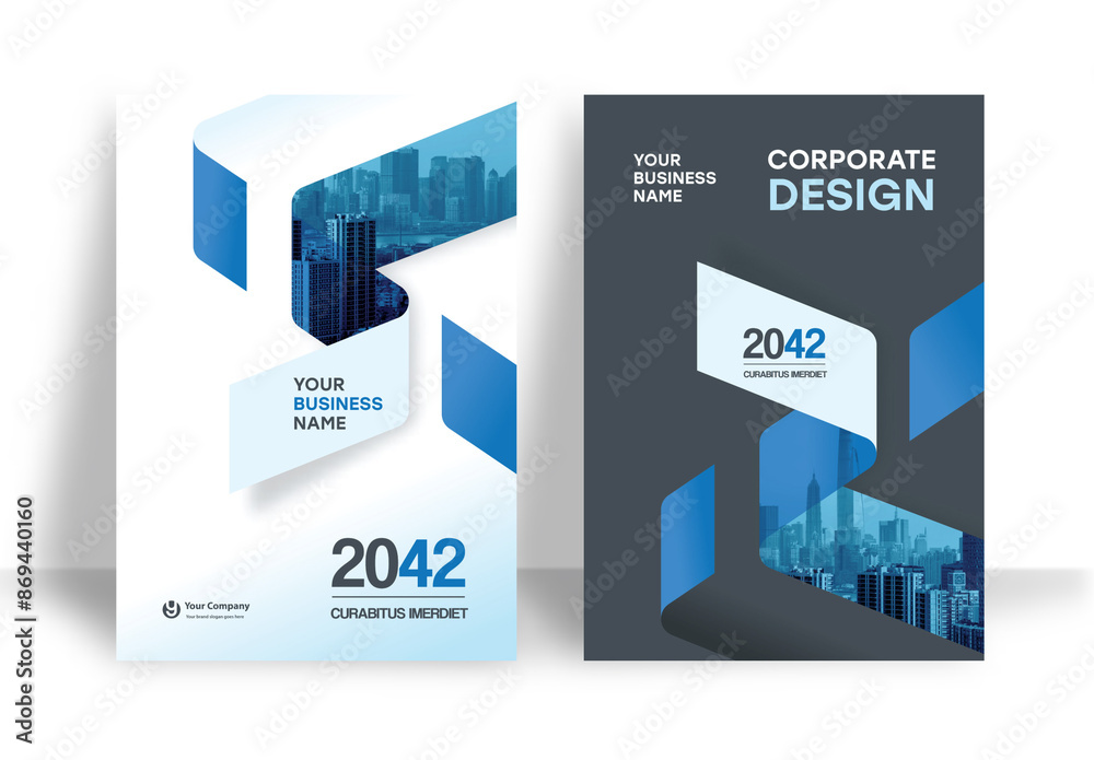 Blue and Black Book Cover Layout Stock Template | Adobe Stock