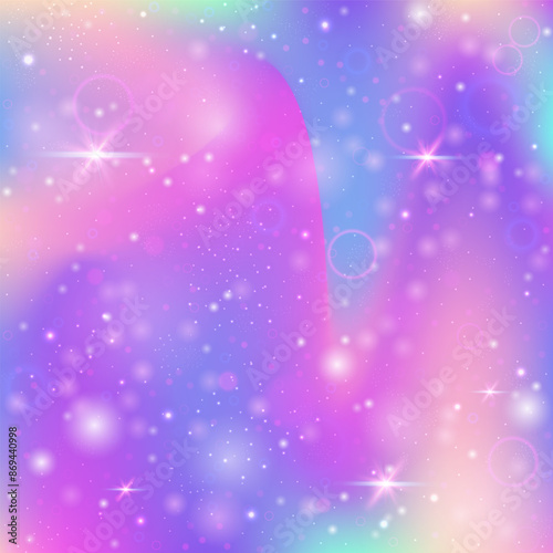 Unicorn Hologram. Purple Princess Background. Rainbow Gradient. Fairytale Pastel Mesh. Pink Mystical Pattern. Lilac Universe Invitation. Magic Backdrop. Neon Unicorn Hologram.