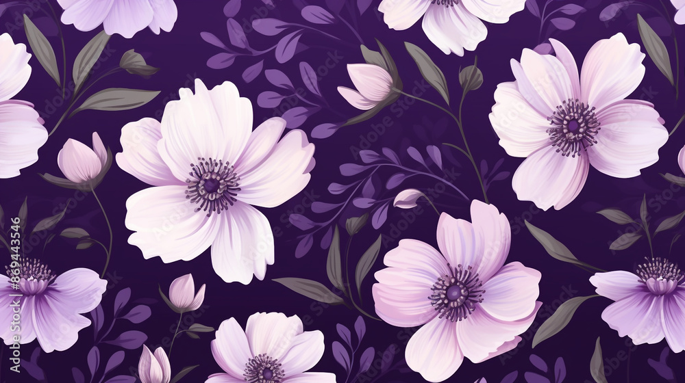 seamless flower pattern on purple background seamless flower pattern on purple background