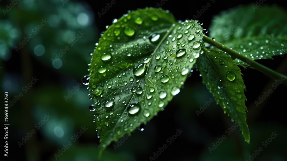 green macro leaf raindrops on fresh green leaves on a background green macro leaf raindrops on fresh green leaves on a background