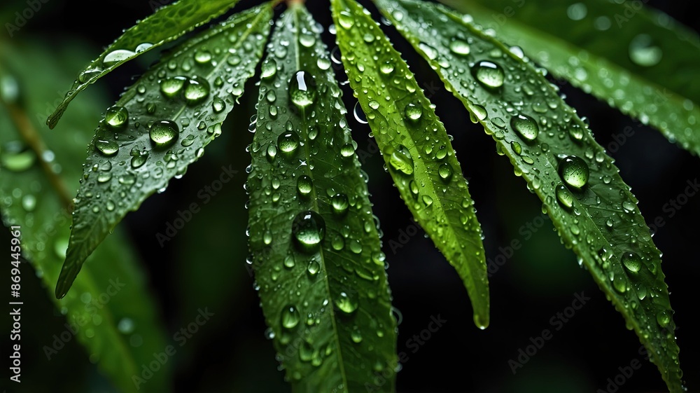 green macro leaf raindrops on fresh green leaves on a background green macro leaf raindrops on fresh green leaves on a background
