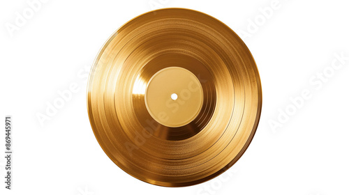A gold record sits on a white background