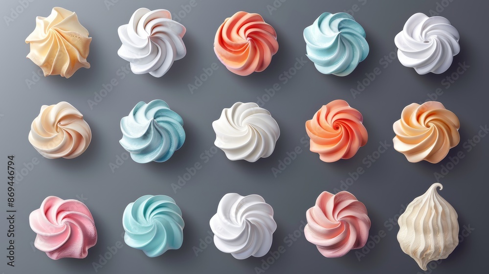 A 3D realistic view of whipped cream border with white vanilla milk foam, a sweet creamy twirl for cake decoration. A 3D realistic view of whipped cream border with white vanilla milk foam, a sweet creamy twirl for cake decoration.