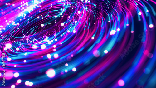 Abstract Pink and Blue Shiny Depth of Field Concentric Swirl Wavy Turbulence Dotted Lines Glitter Sparkle Bokeh Background