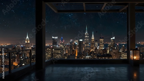The cityscape from a rooftop, where the skyline stretches endlessly under a starlit canopy ai_generated