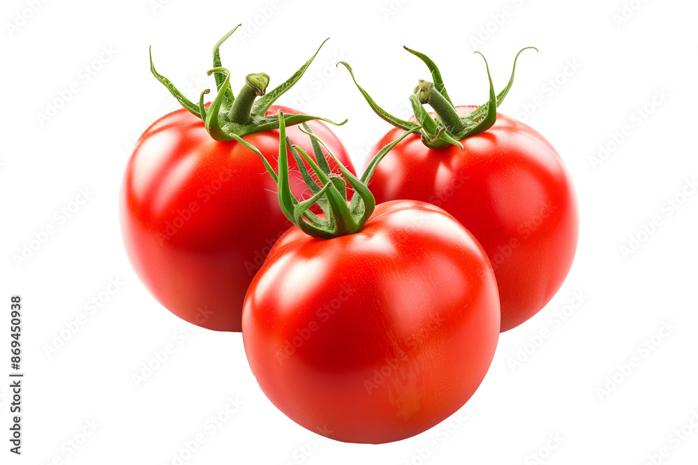 Big Boy red tomato with a green stem isolated on a white background. Big Boy red tomato with a green stem isolated on a white background.