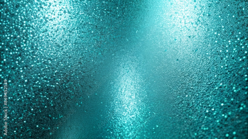 Turquoise metallic effect. Teal texture shine foil. Glitterer background. Metal effect. Blue green surface. Backdrop glitter mint metal plate. Metallic texture foil for design invitation, card, prints