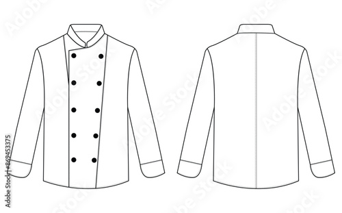 White chef jacket vector illustration. Cook uniform, shirt on white Versatex Chef Jacket 

